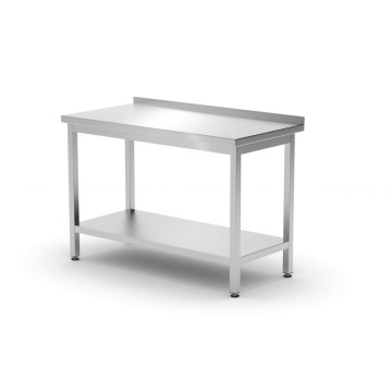 Veggbord med hylle – boltet, dybde 600 mm, HENDI, Kitchen Line, 1200x600x(H)850mm