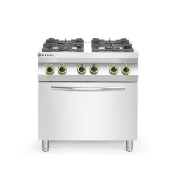 Gasskomfyr 4-brenner med varmluftsovn GN 1/1, HENDI, Kitchen Line, 230V/3000W, 19kW, 800x722x(H)900mm
