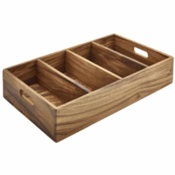 Acacia Wood 4 Compartment Cutlery Tray