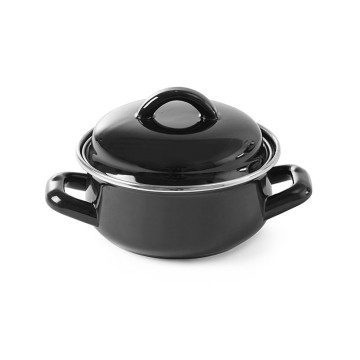 Suppe og saus panne - med lokk, HENDI, svart, 0,8L, âŒ€140x(H)110mm