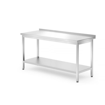 Veggbord med hylle – boltet, dybde 700 mm, HENDI, Kitchen Line, 1600x700x(H)850mm