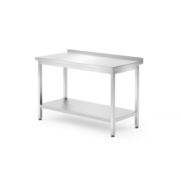 Veggbord med hylle – boltet, dybde 700 mm, HENDI, Kitchen Line, 1200x700x(H)850mm