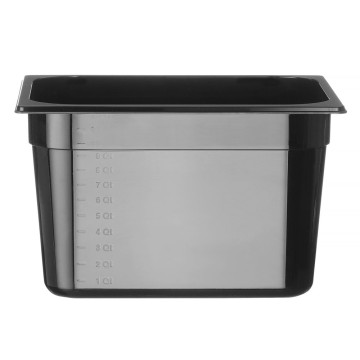 Beholder GN 1/2 svart polykarbonat, HENDI, Profi Line, 12,5L, Sort, 325x265x(H)200mm