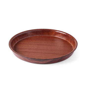 Serveringsbrett, rundt, sklisikre, høy kant, laminert, AmerBox, Mahogny, âŒ€420x(H)30mm
