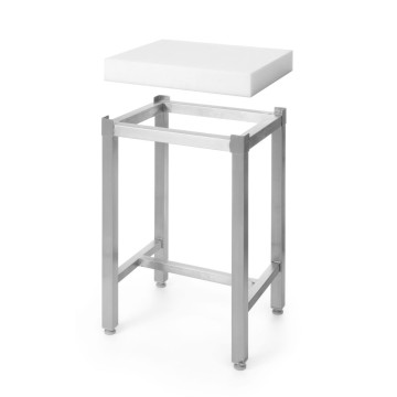 Slakteblokk av polyetylen med sokkel, HENDI, 505656 + 505670, Hvit, 500x400x(H)800mm