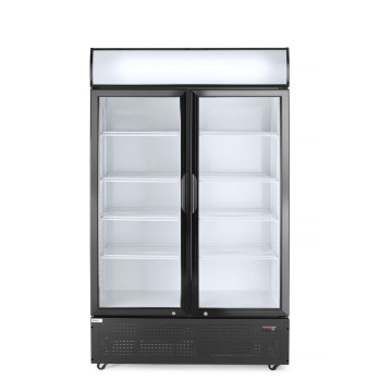 Bakkjøleskap med bakgrunnsbelyst panel, dobbeldør, Arktic, 512L, Sort, 220-240V/510W, 1120x585x(H)1900mm