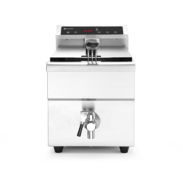 Induksjonsfrityrkoker med avløpskran, 8 l, HENDI, 8L, Lys grå, 230V/3500W, 288x619x(H)408mm