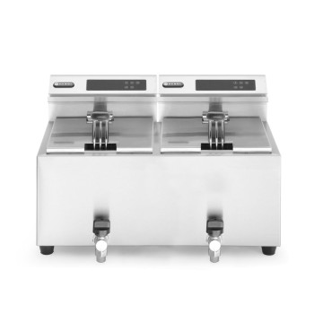 Frityrkoker Profi Line med avløpskran digital - 2 x 8 l, HENDI, Profi Line, 16L, 230V/7000W, 605x515x(H)350mm