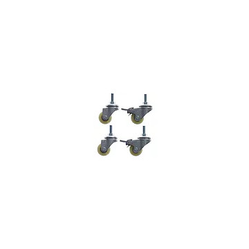 Castor set 2 with & 2 without brake ø 40mm with thread bolt housing chrome-plated steel