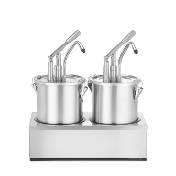 Sett: 2 x rustfritt stål sausbeholder med dispenser, HENDI, 9L, 400x200x(H)440mm