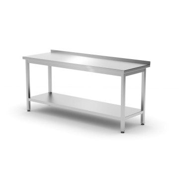Veggbord med hylle – boltet, dybde 600 mm, HENDI, Kitchen Line, 1800x600x(H)850mm