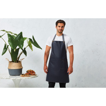 P134 District Wax Bib Apron Sort Denim
