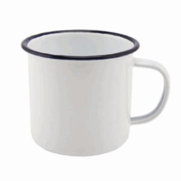 Enamel Mug White with Blue Rim 36cl/12.5oz