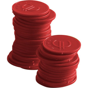 Myntbrikke - 100 stk., BarUp, rød, 100 stk., -25 mm