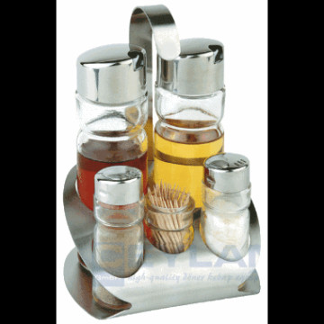 Apotek 5 deler. Olje. eddik. salt. pepper. tannpirk - Menage