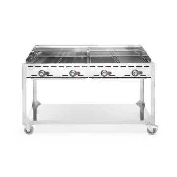 Green Fire med 4 brennere, HENDI, Profi Line, på hjulbase, Lys grå, 22kW, 1400x612x(H)825mm