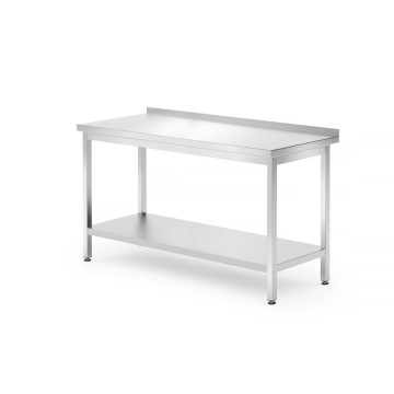 Veggbord med hylle – boltet, dybde 700 mm, HENDI, Kitchen Line, 1400x700x(H)850mm