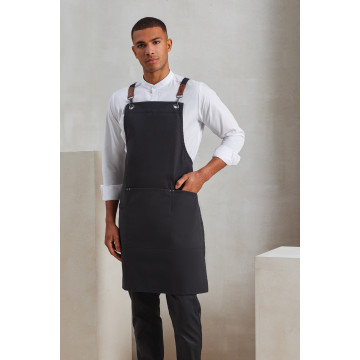 P182 Cross-Back Clip Bib Apron Mørk Grå