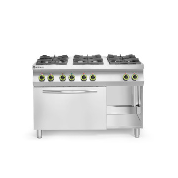 Gasskomfyr Kitchen Line 6-brenner med varmluftsovn GN 1/1, HENDI, Kitchen Line, 230V/3000W, 28,5kW, 1200x722x(H)900mm