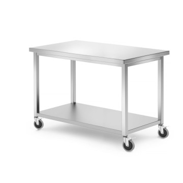 Mobilt bord, med hylle – skrudd, HENDI, Kitchen Line, 1200x600x(H)850mm
