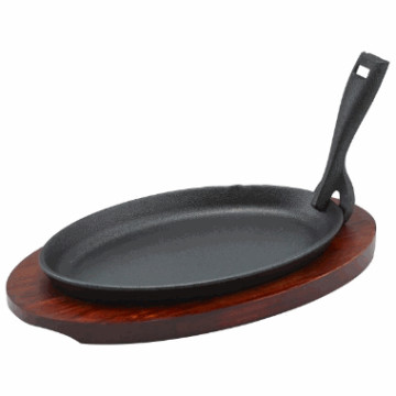 Fajita Støpejernstall oval 25cm m/treplatte under