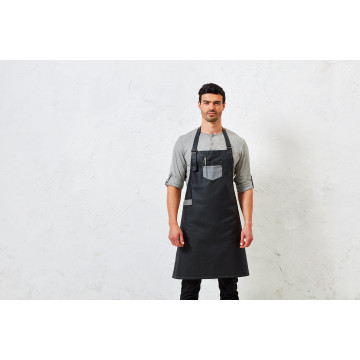 P136 Divison Bib Apron Sort Denim