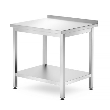 Veggbord med hylle â€“ boltet, dybde 700 mm, HENDI, Kitchen Line, 800x700x(H)850mm