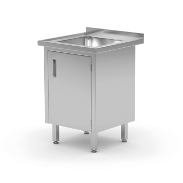 Oppvaskbord, skap – sveiset, med hengslede dører, HENDI, Profi Line, 600x700x(H)850mm