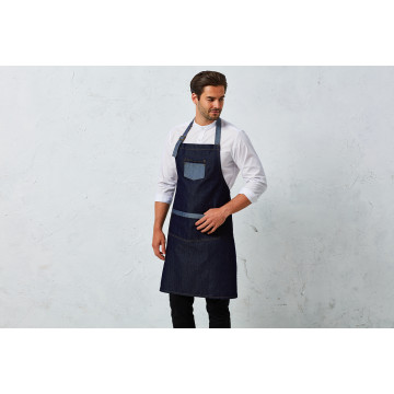 P127 Domain Contrast Bib Apron Sort Denim