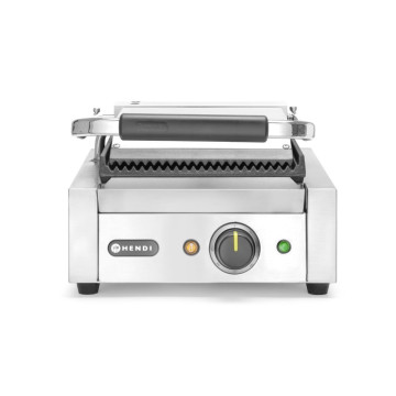 Kontaktgrill – enkeltversjon, HENDI, ribbet topp og bunn, 230V/1800W, 310x426x(H)210mm