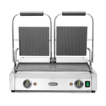 Kontaktgrill - dobbel versjon, HENDI, ribbet topp og glatt bunn, 230V/3600W, 570x395x(H)510mm