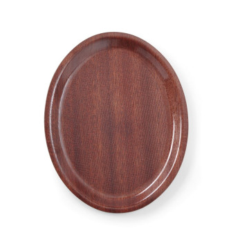 Serveringsbrett, ovalt, sklisikkert, laminert, AmerBox, Mahogny, 200x265mm