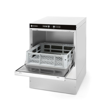 Glassvasker 40x40 - elektromekanisk styring, HENDI, med avløp og vaskemiddelpumpe, 230V/2800W, 472x566x(H)705mm