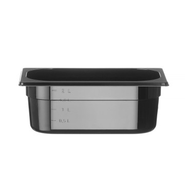 Beholder GN 1/4 svart polykarbonat, HENDI, Profi Line, GN 1/4, 2,8L, Svart, 265x162x(H)100mm