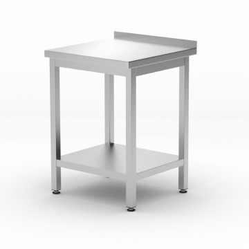 Veggbord med hylle – boltet, dybde 600 mm, HENDI, Budget Line, 600x600x(H)850mm