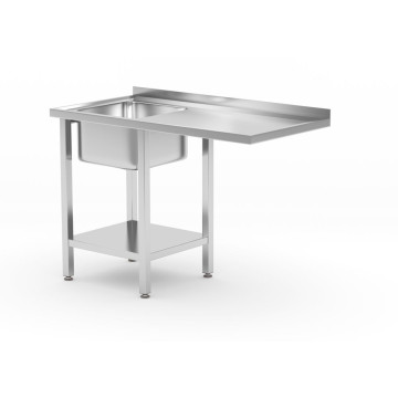 Oppvaskbord med hylle og plass til underbenk oppvaskmaskin, HENDI, venstre, 1200x700x(H)850mm