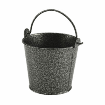 Galvanised Steel Hammered Serving Bucket 10cm Dia Silver