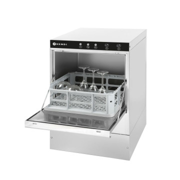 Glassvasker 40x40 - elektromekanisk styring, HENDI, med avløpspumpe, 230V/2800W, 472x566x(H)705mm