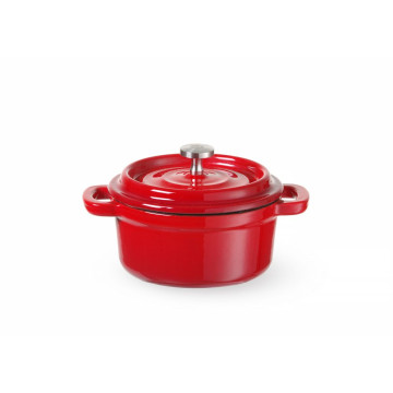 Støpejernsgryte emaljert, HENDI, 0,27L, Rød, 130x100x(H)48mm