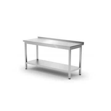 Veggbord med hylle – boltet, dybde 600 mm, HENDI, Budget Line, 1200x600x(H)850mm