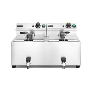 Frityrkoker Profi Line med avløpskran, 2 × 8 l, HENDI, Profi Line, 16L, 230V/7000W, 610x515x(H)369mm