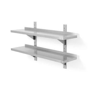 Dobbel vegghylle, justerbar, med 2 braketter, HENDI, 1000x300x(H)600mm