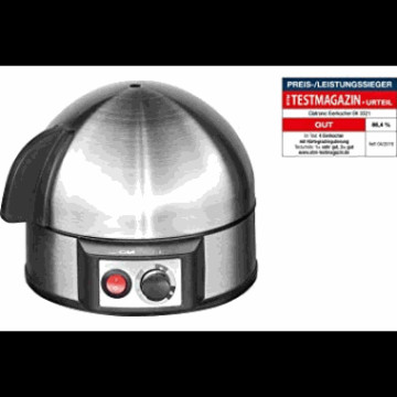 Eggekoker. plass til 7 egg. Rustfri/plast/timer.