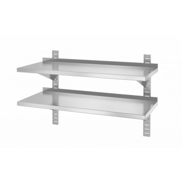 Dobbel vegghylle, justerbar, med 2 braketter, HENDI, 1000x400x(H)600mm
