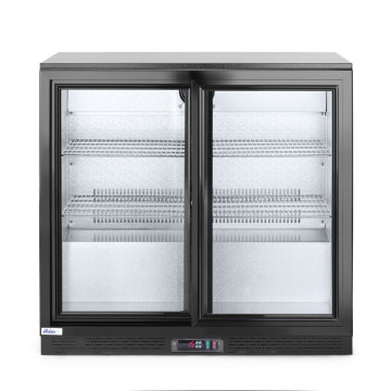 Bak barkjøleskap med doble skyvedører, Arktic, 197L, Sort, 220-240V/160W, 900x520x(H)865mm