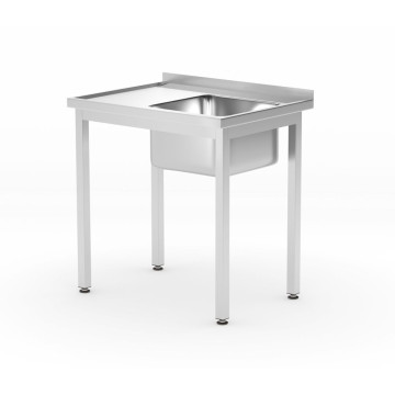 Oppvaskbord med hylle – boltet, dybde 600 mm, HENDI, Kitchen Line, Høyre side, 800x600x(H)850mm