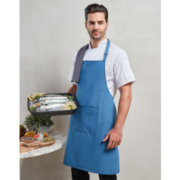 P154 Bib Apron with Pocket Lysblå