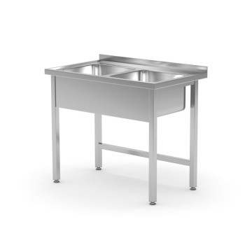 Bord med 2 vasker – sveiset, HENDI, Kitchen Line, 1000x600x(H)850mm