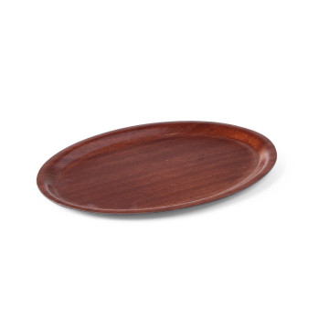 Serveringsbrett, ovalt, sklisikkert, laminert, AmerBox, Mahogny, 290x210mm