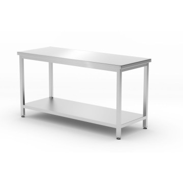 Sentralbord med hylle â€“ boltet, dybde 600 mm, HENDI, Kitchen Line, 1600x600x(H)850mm